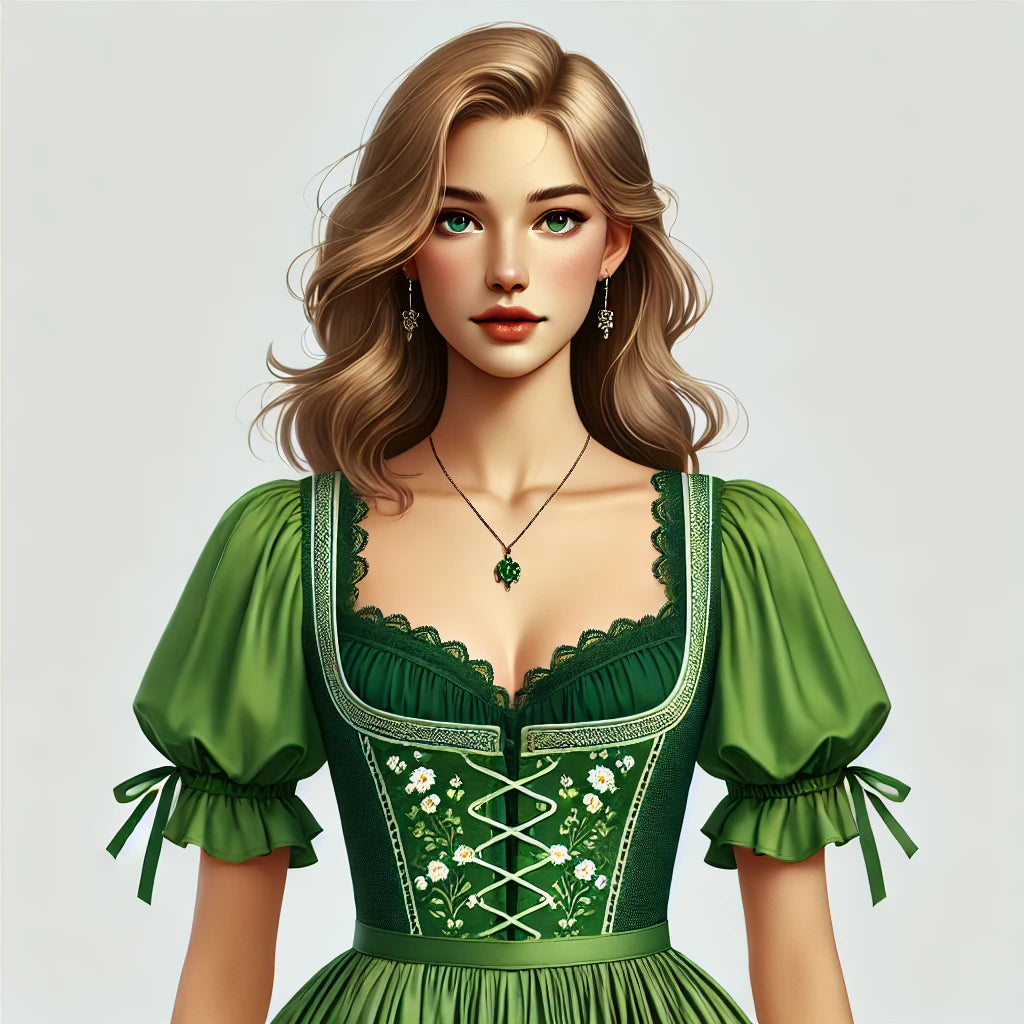 Vihreä dirndl V-kaula-aukolla – Elegantti valinta